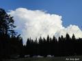 Najwyższa część tej chmury ma już wygląd włóknisty, charakterystyczny dla chmury Cumulonimbus.