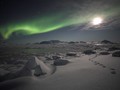 

Na Spitsbergenie obserwujemy najczęściej takie zielonkawe
zorze. Fot. Witold Kaszkin